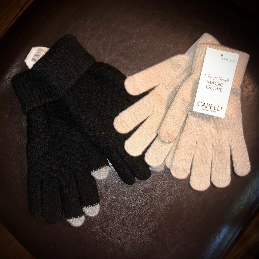 NWT Capelli Gloves Two Pairs - Black and Ivory